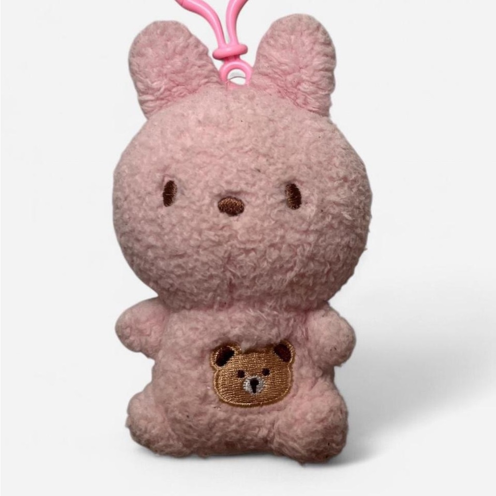 Pink Plush Bunny Bag Charm